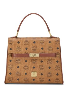 What Goes Around Comes Around MCM Visetos Mini Heritage Top Handle Satchel Cognac - FINAL SALE, NO RETURNS, Brown