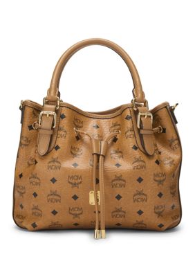 What Goes Around Comes Around MCM Visetos Drawstring Shopper Cognac - FINAL SALE, NO RETURNS, Brown