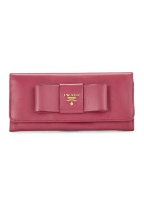 What Goes Around Comes Around Women's Prada Pink Saffiano Bow Continental Wallet - FINAL SALE, NO RETURNS