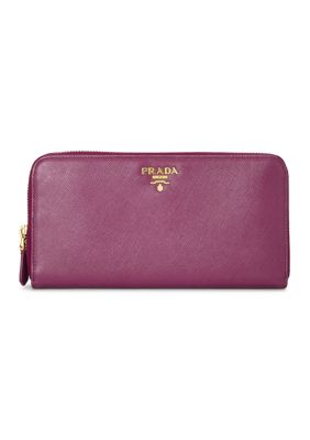 What Goes Around Comes Around Women's Prada Purple Saffiano Zip Around Wallet - FINAL SALE, NO RETURNS
