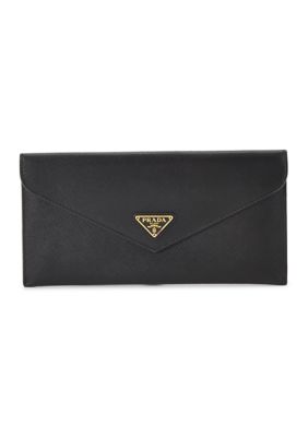 What Goes Around Comes Around Women's Prada Black Saffiano Envelope Wallet - FINAL SALE, NO RETURNS