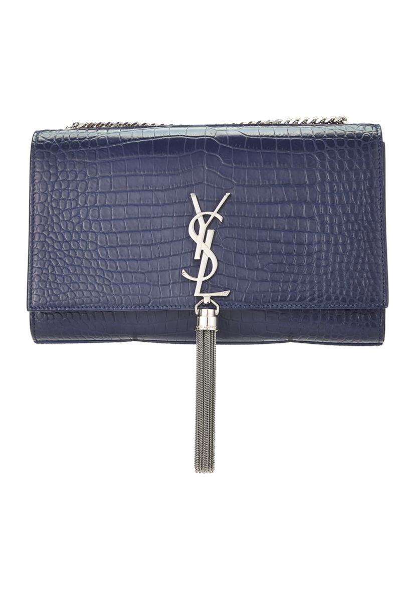 Yves Saint Laurent Navy Embossed Kate Tassel Chain Crossbody Bag - FINAL SALE, NO RETURNS