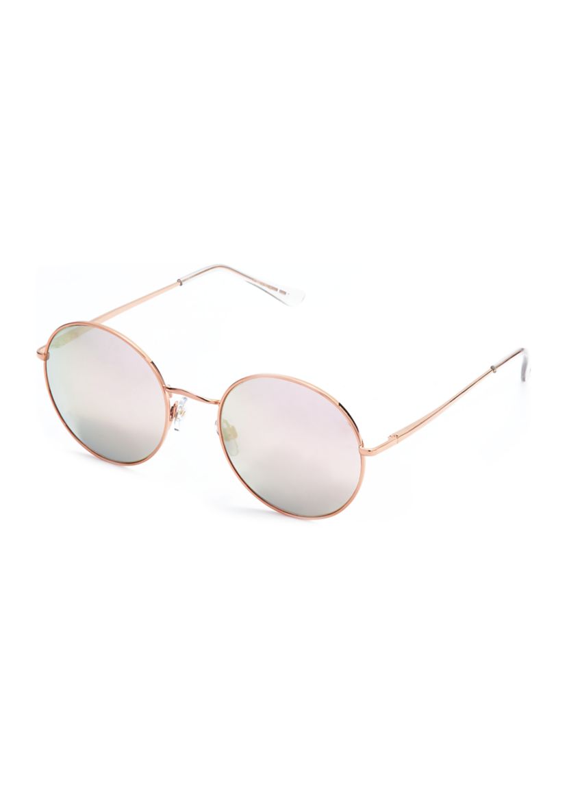 Metal Round Rose Gold Sunglasses