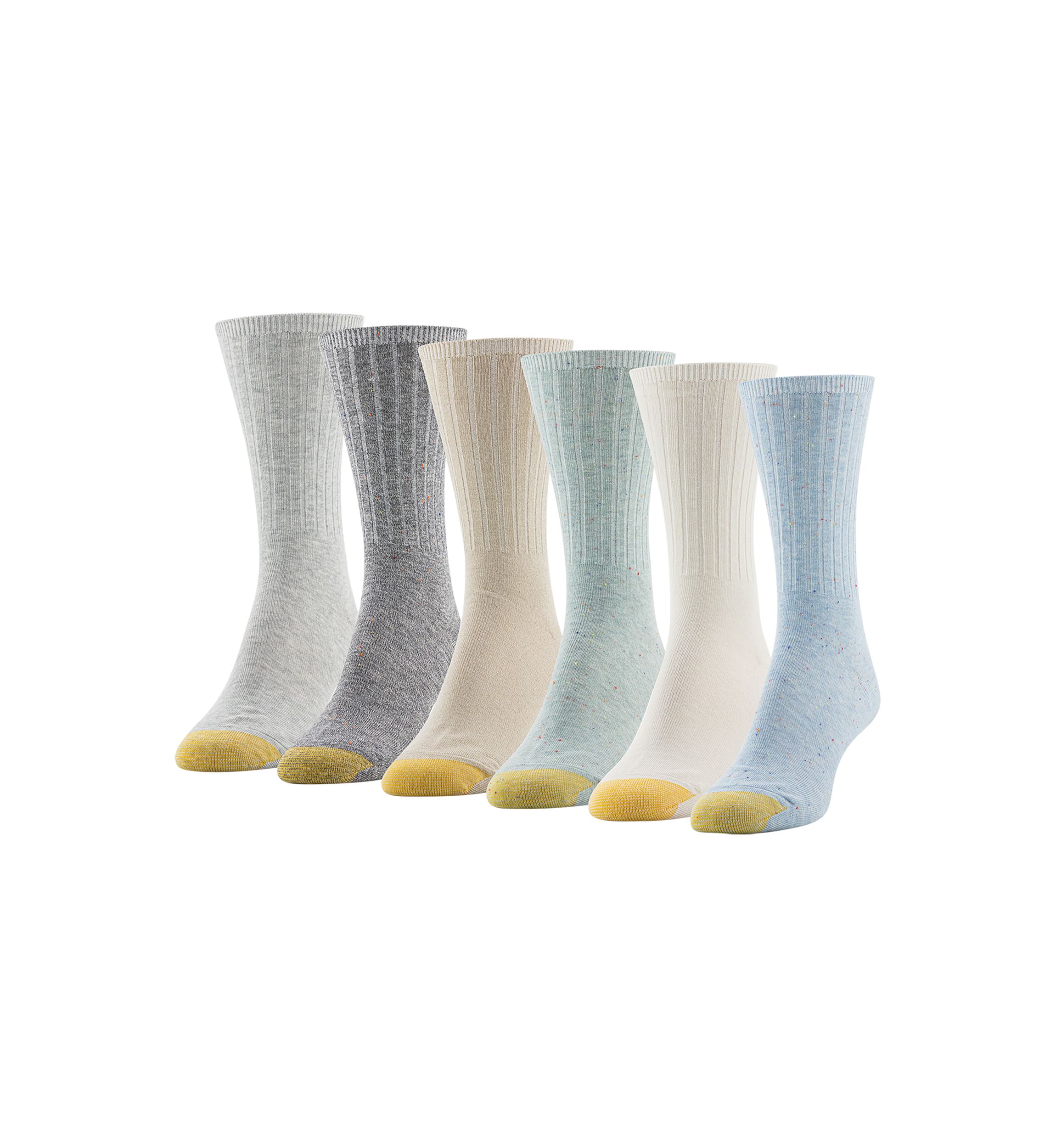 Ribbed Crew Socks - 6 Pack