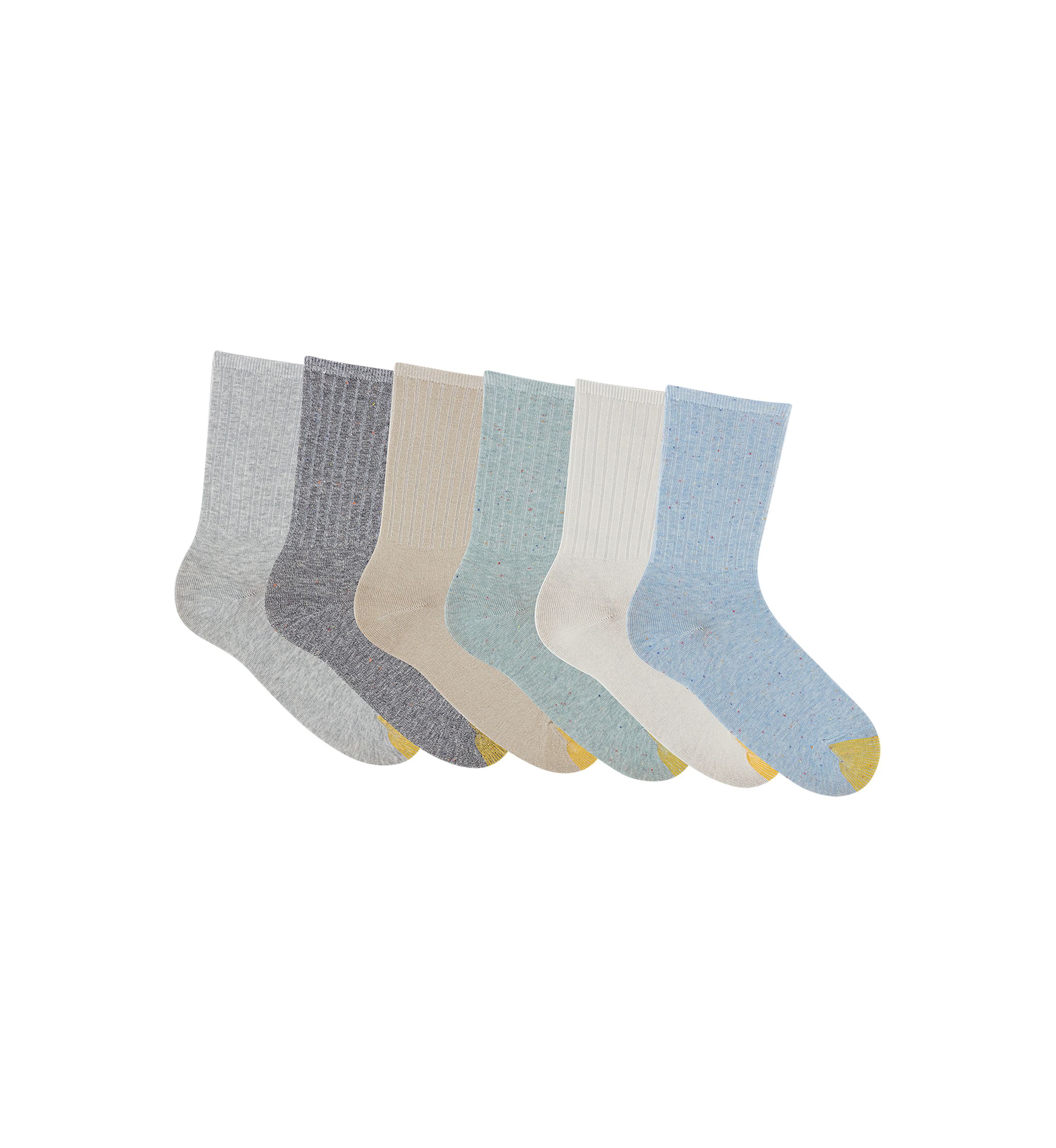 Ribbed Crew Socks - 6 Pack