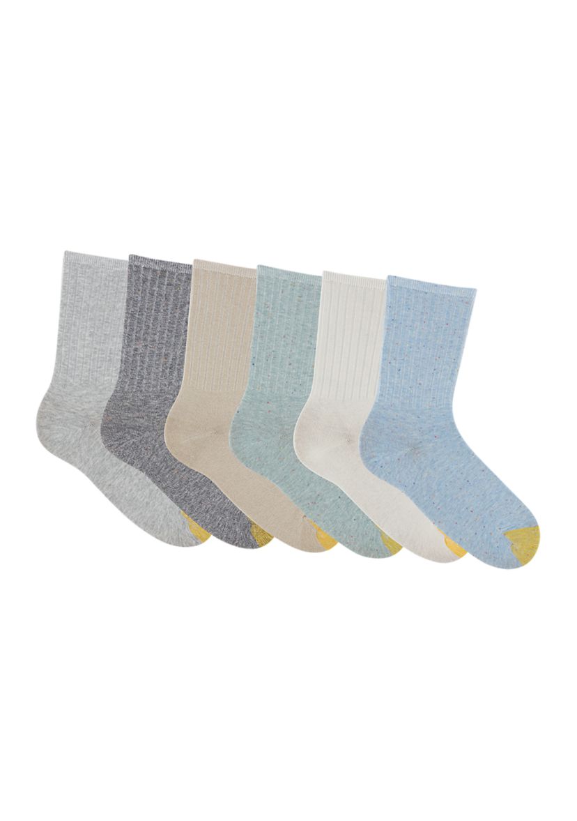 Ribbed Crew Socks - 6 Pack