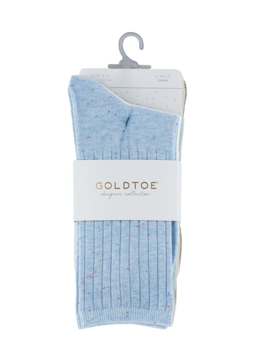 Ribbed Crew Socks - 6 Pack