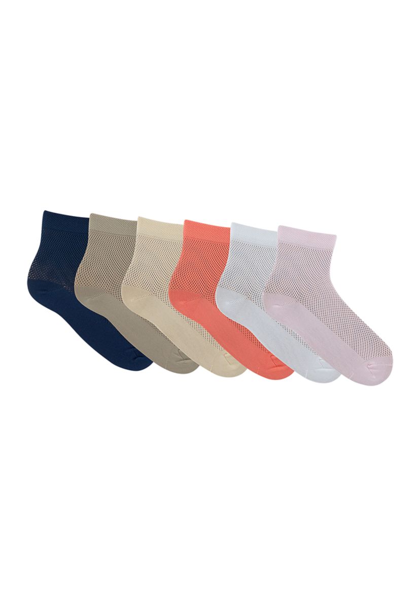 Fishnet Quarter Socks - 6 Pack