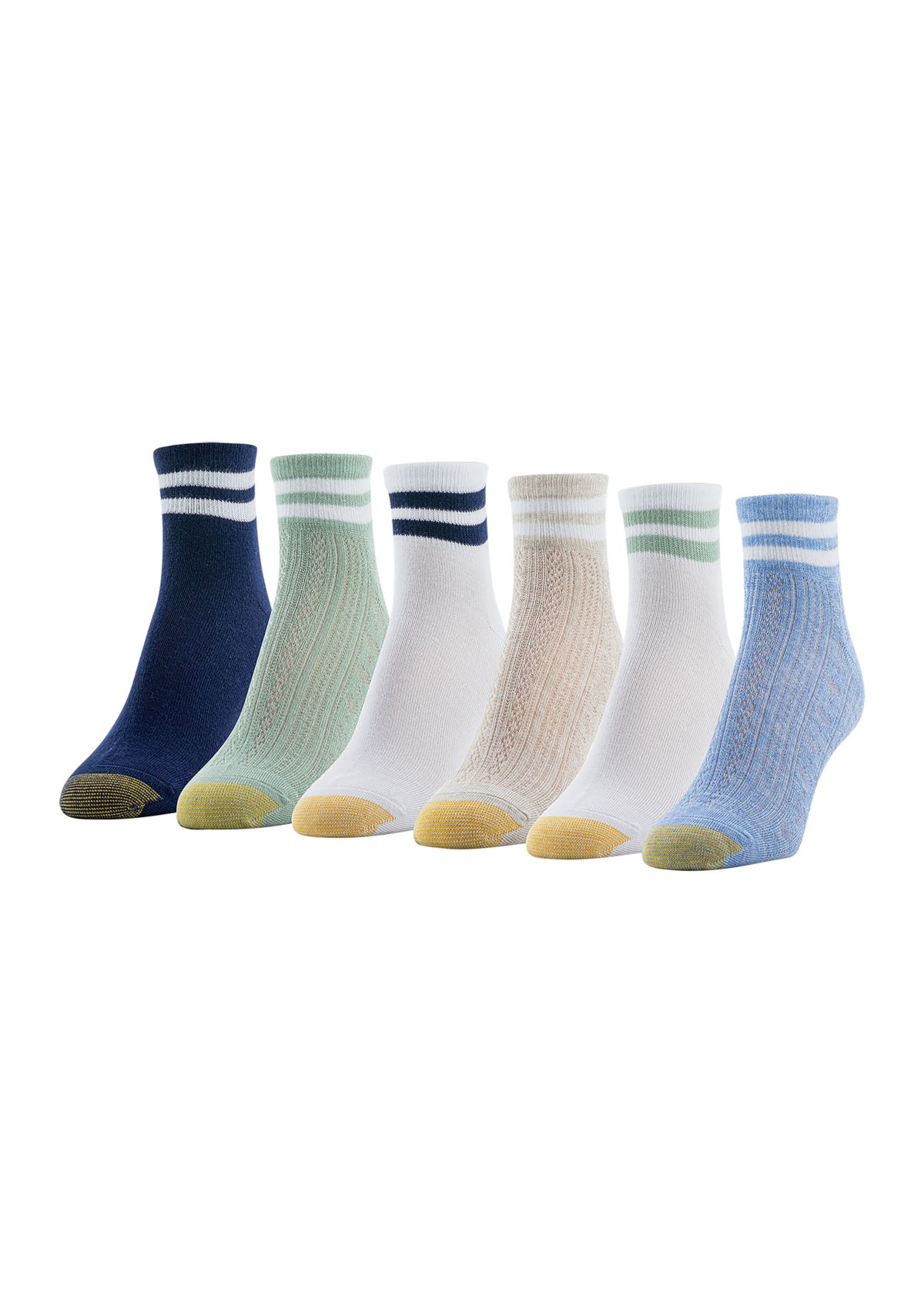 Openwork Varsity Quarter Socks - 6 Pack
