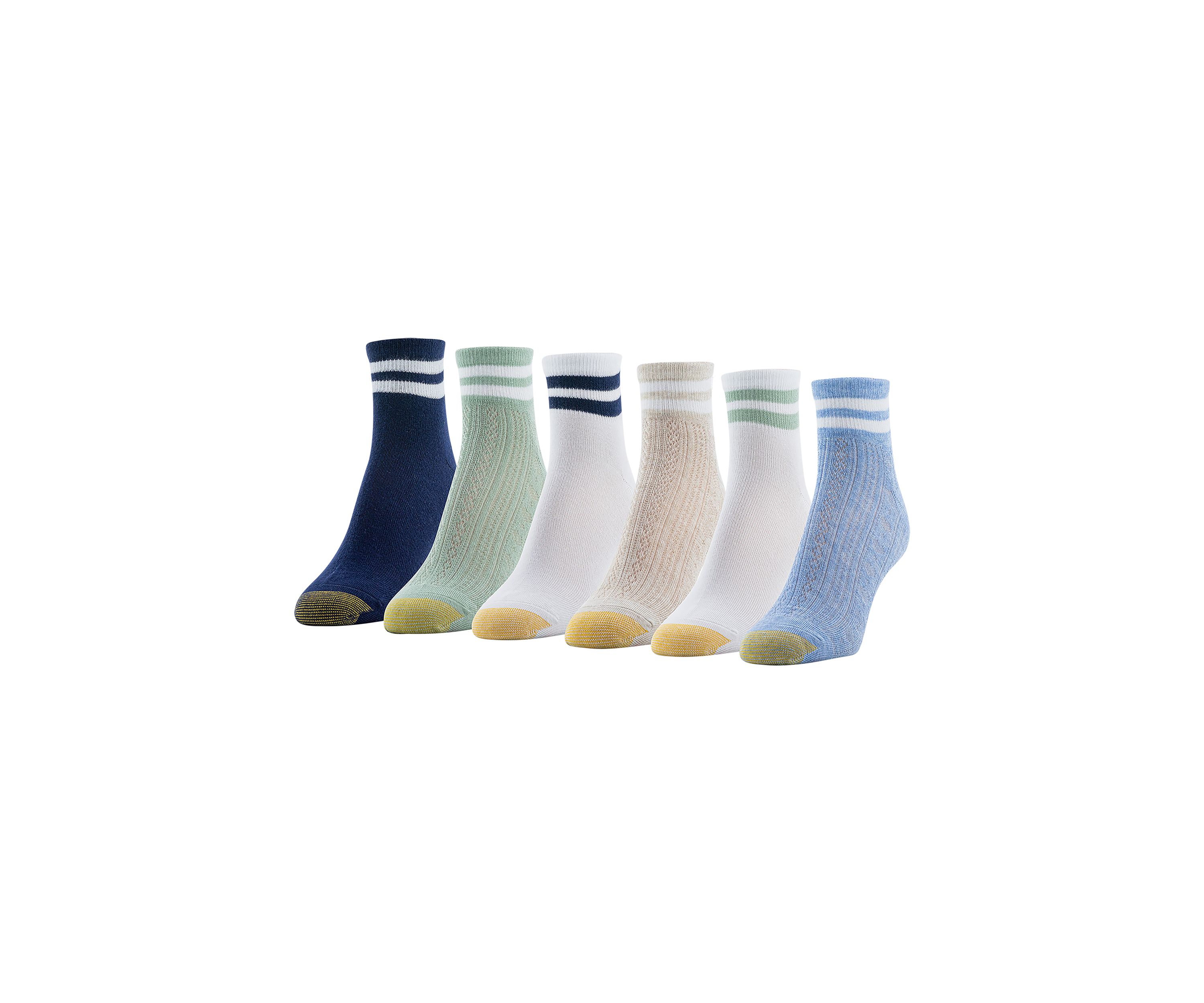 Openwork Varsity Quarter Socks - 6 Pack