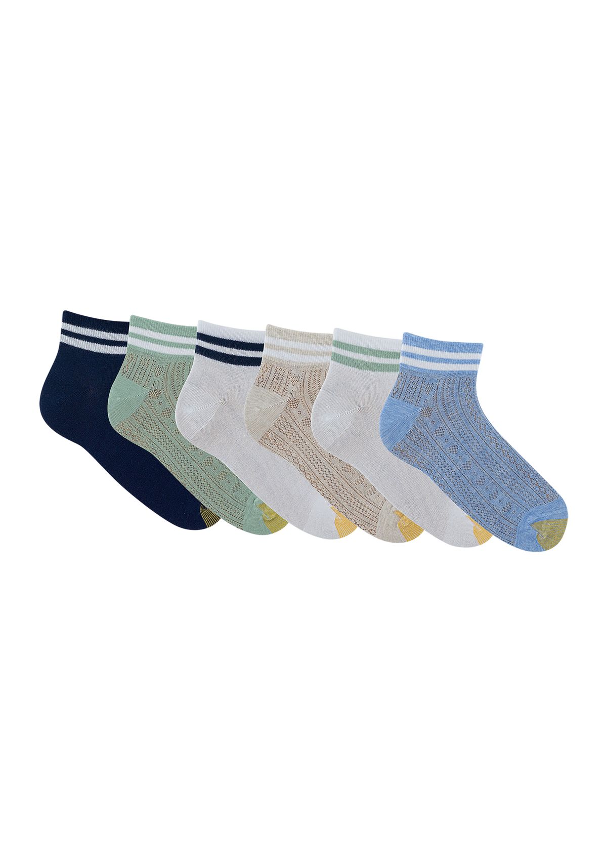 Openwork Varsity Quarter Socks - 6 Pack