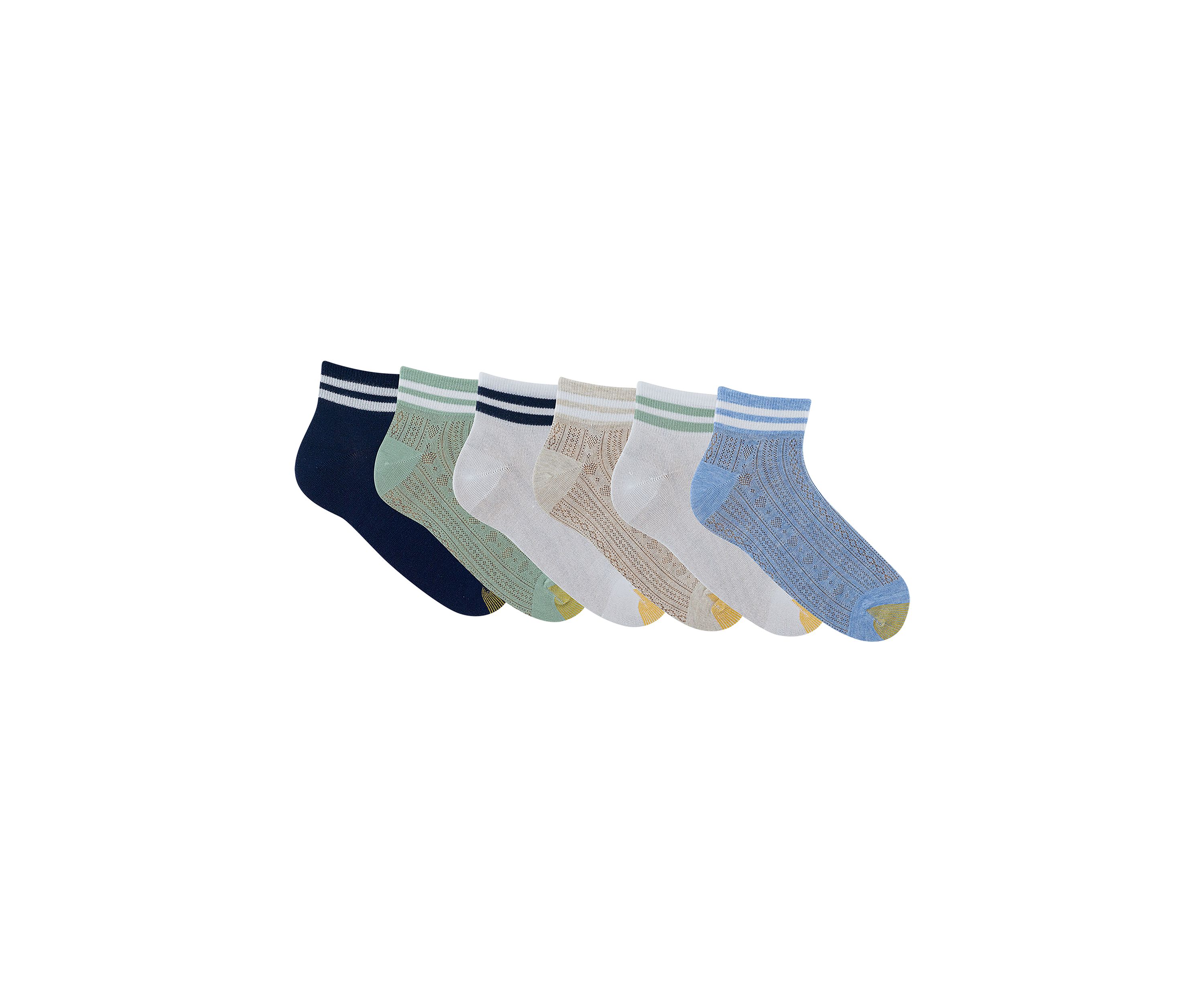 Openwork Varsity Quarter Socks - 6 Pack