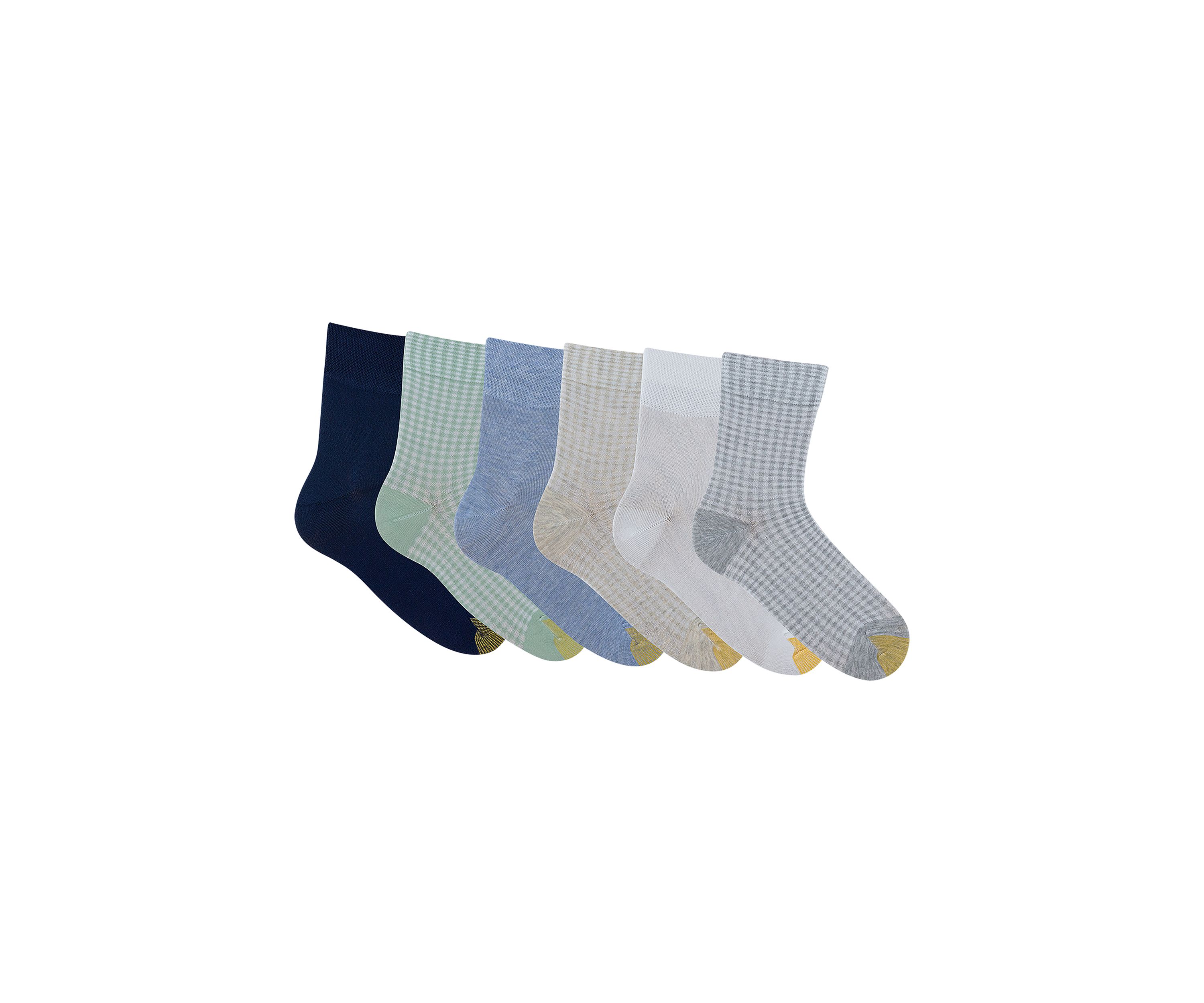 Gingham Midi Socks - Set of 6