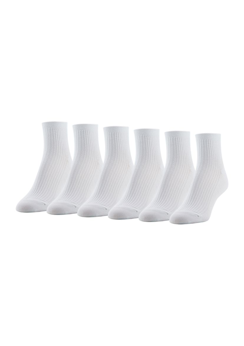 Simple Rib Knit Quarter Socks - Set of 6