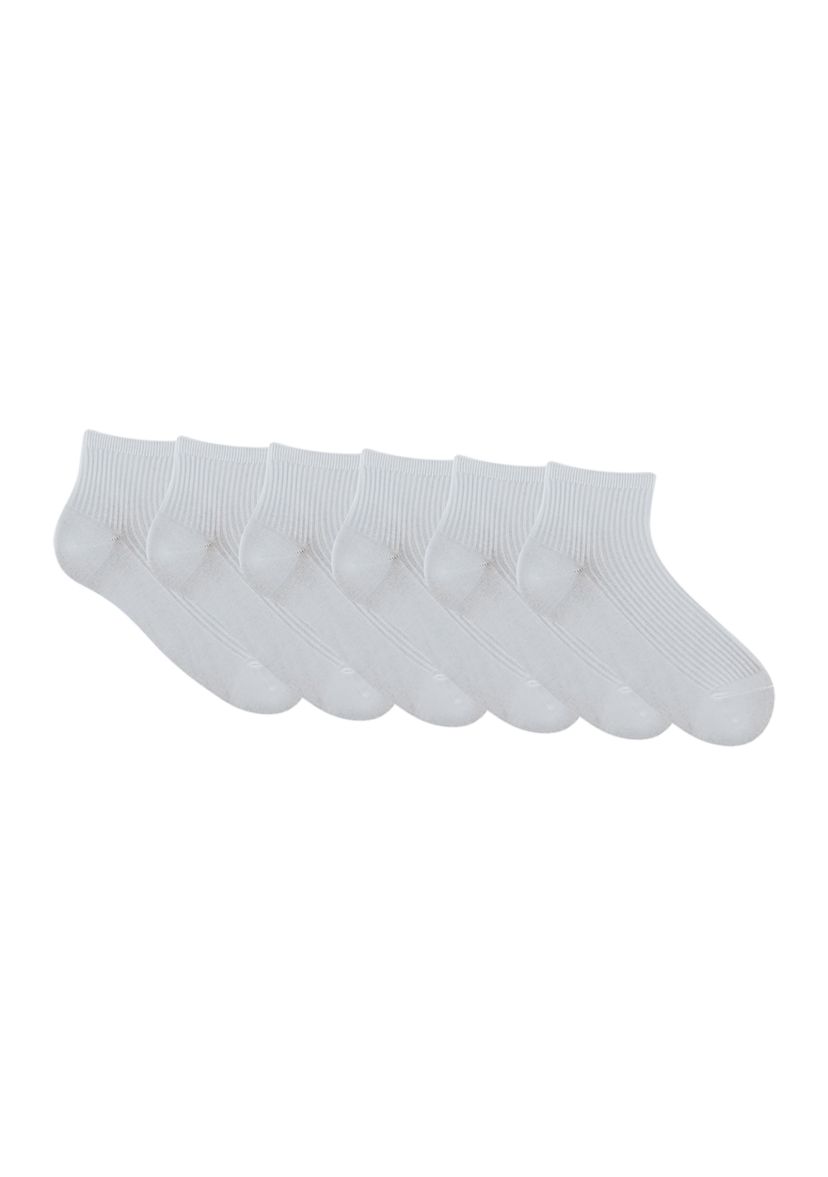 Simple Rib Knit Quarter Socks - Set of 6