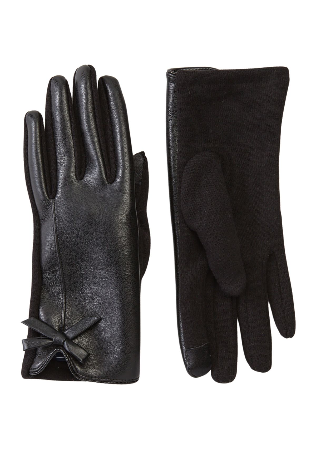 Womens Leather Bow Gloves