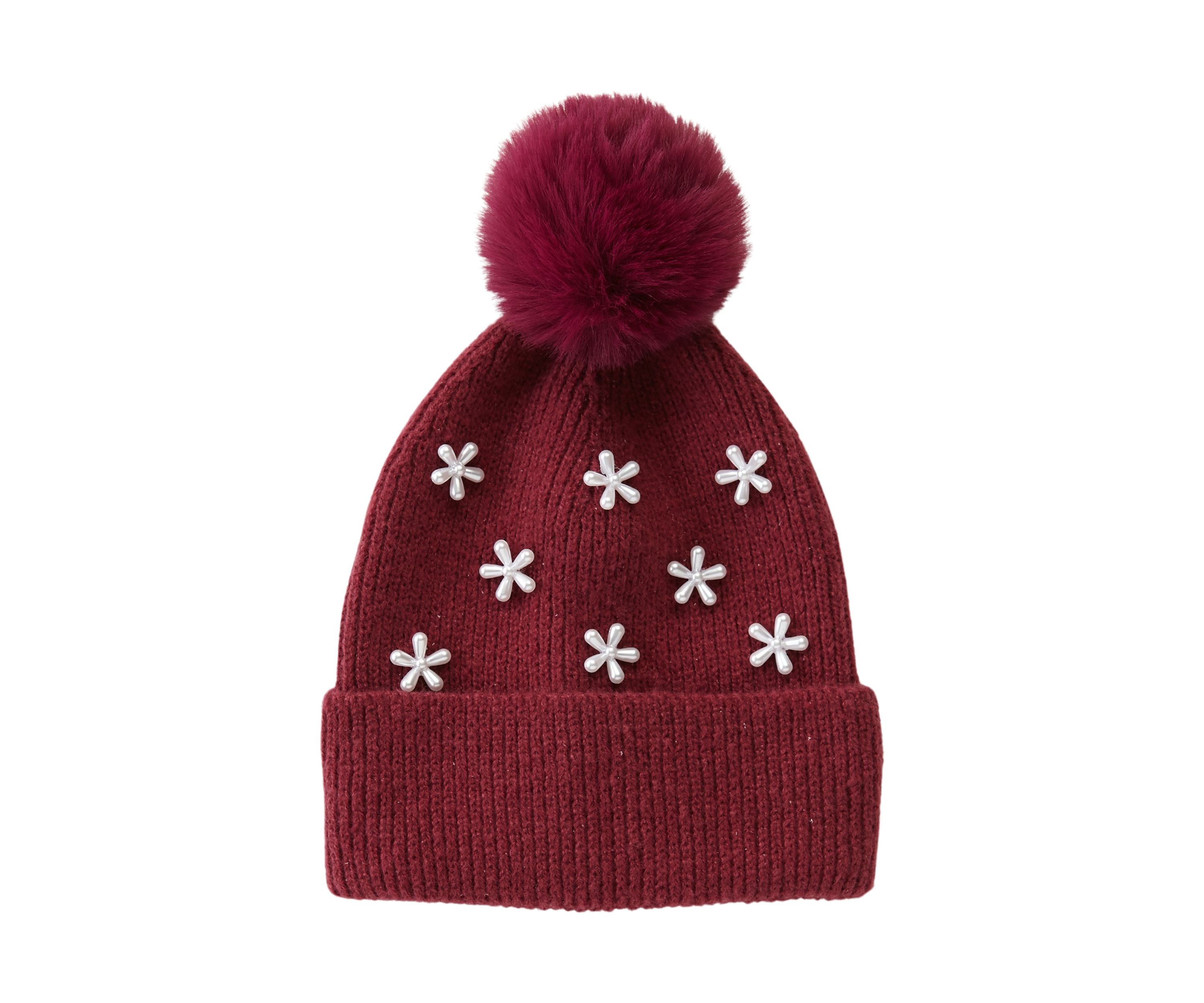 Womens Flower Pearl Beanie