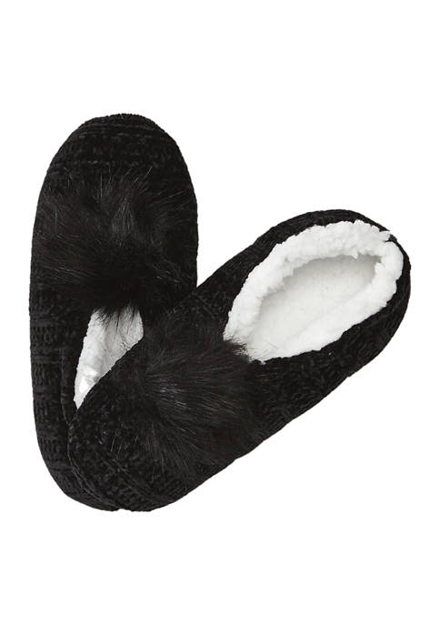 Crown & Ivy™ Chenille Pom Slippers