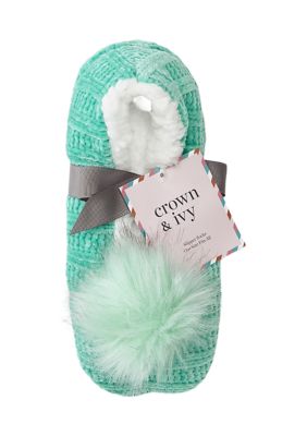   Chenille Pom Slippers 