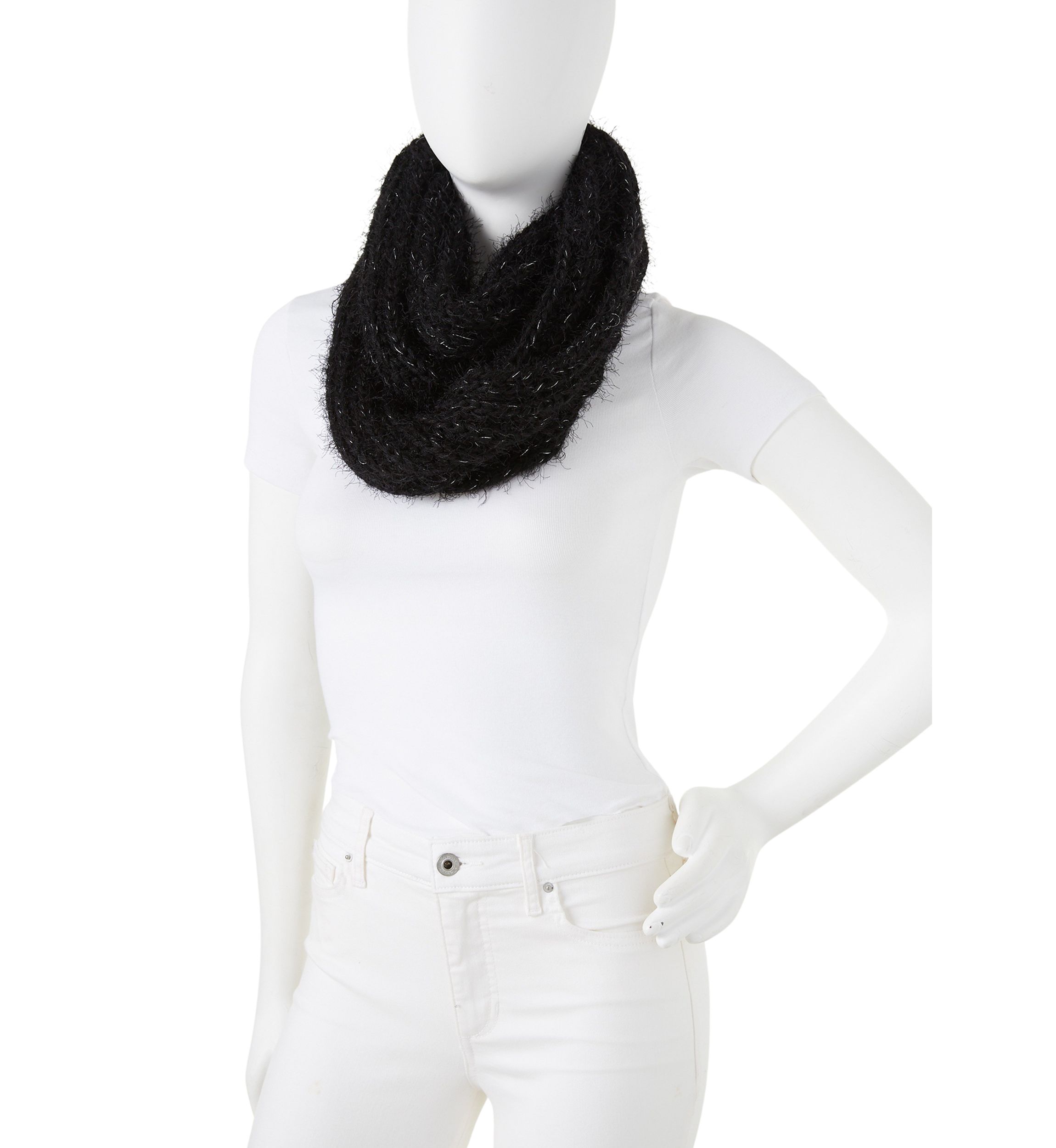Womens Eyelash Lurex Infinity Scarf