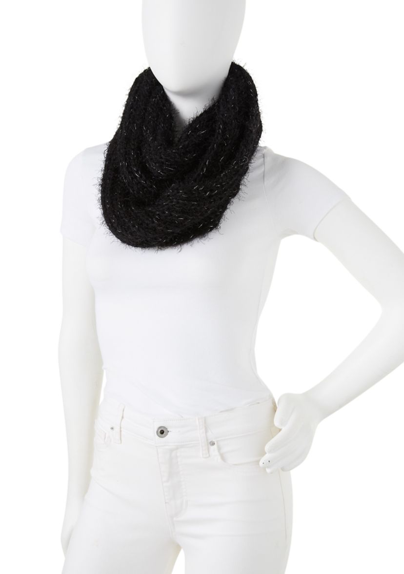 Womens Eyelash Lurex Infinity Scarf