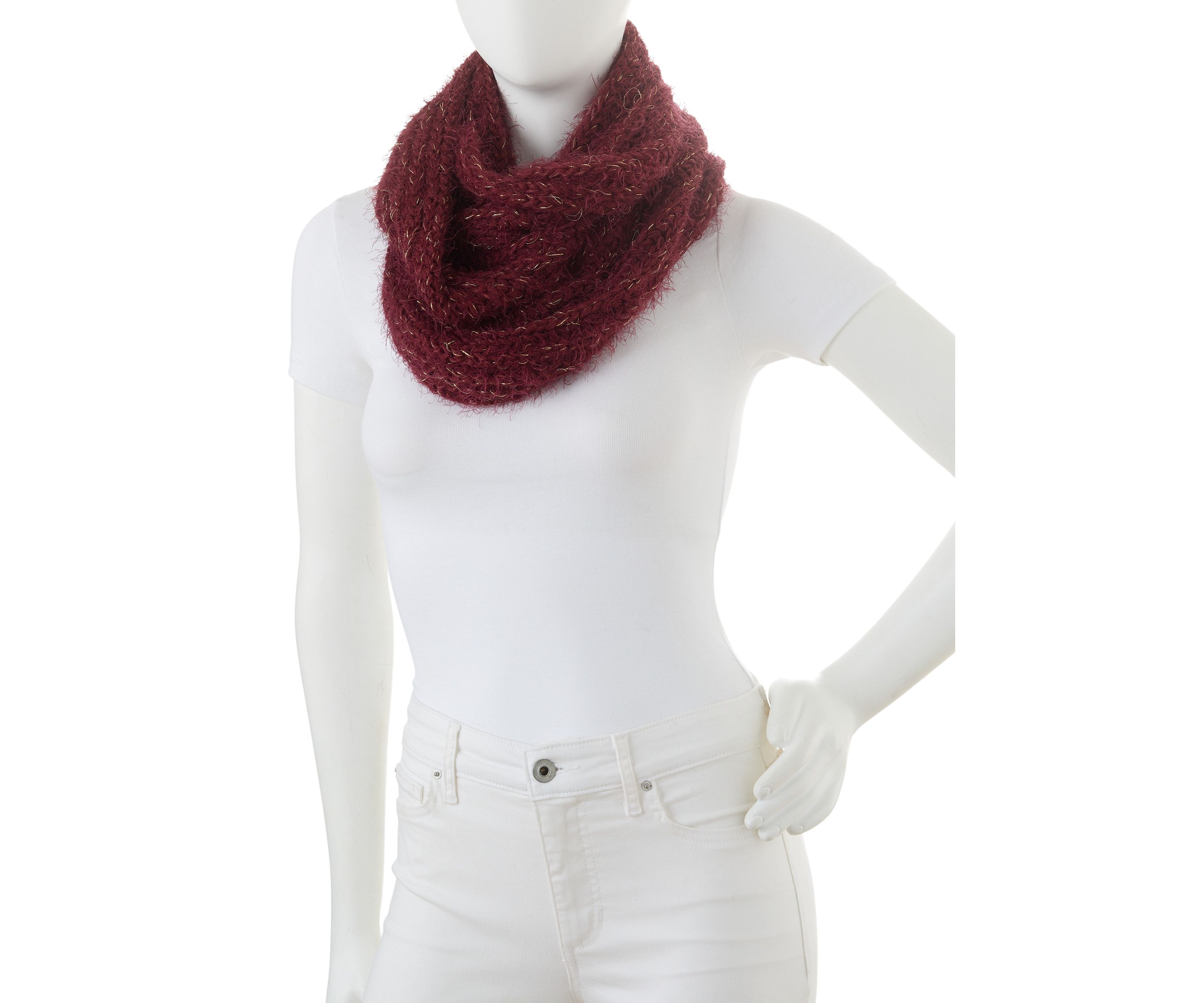 Womens Eyelash Lurex Infinity Scarf
