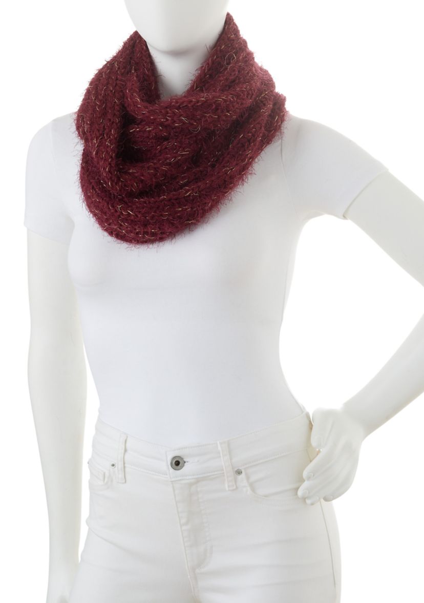 Womens Eyelash Lurex Infinity Scarf