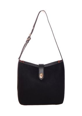 Wonderly Suede Shoulder Bag, Black