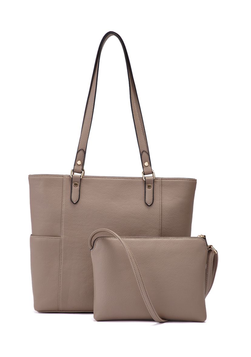 2 in 1 Tote with Exterior Slide Slip Pockets and Crossbody