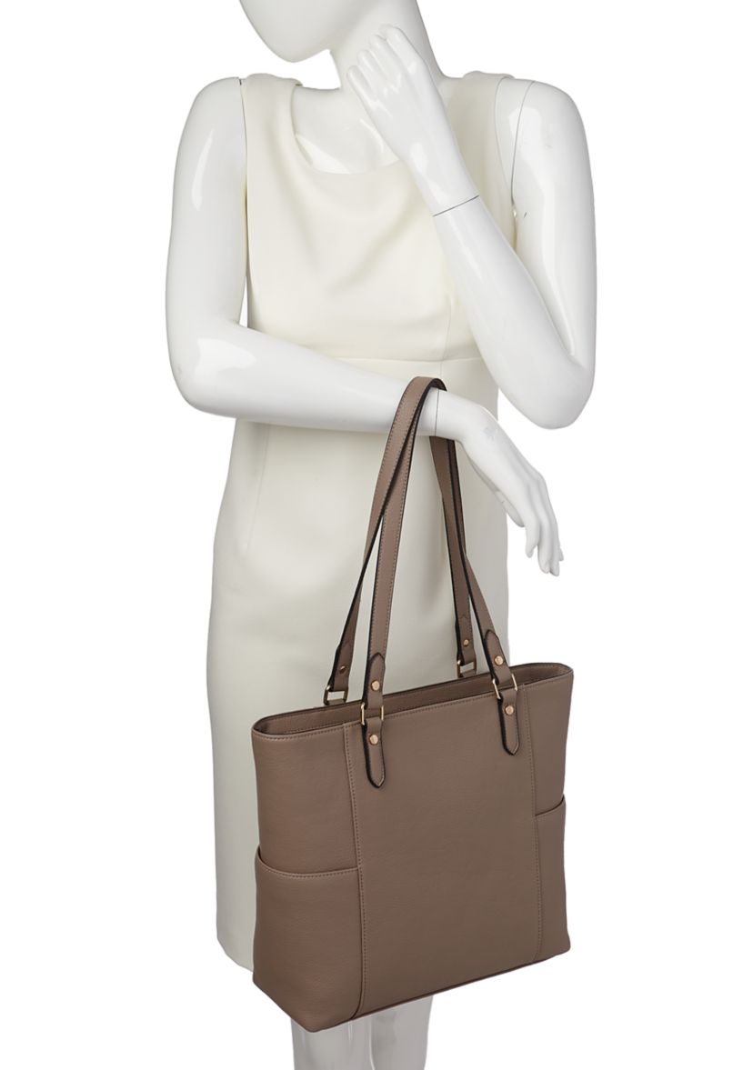 2 in 1 Tote with Exterior Slide Slip Pockets and Crossbody