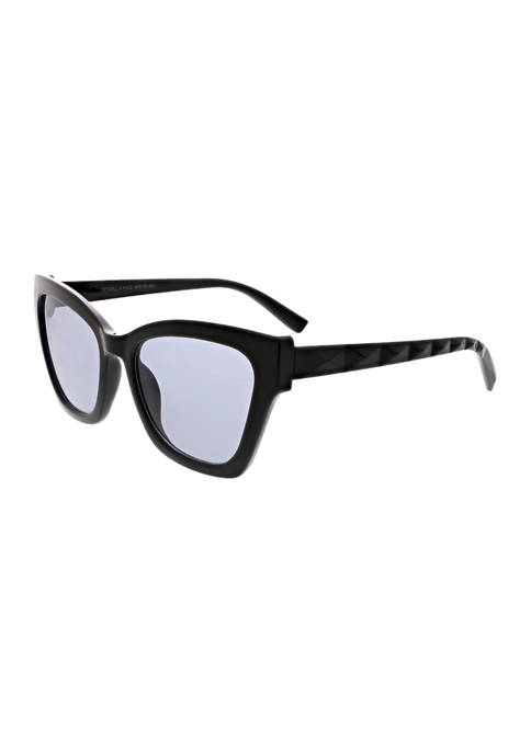 Kendall + Kylie Women's Butterfly with Quilted Temple Sunglasses (BLACK)