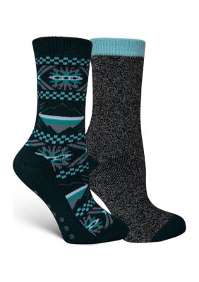 Columbia Women's Lounge Checkered Cropped Crew Thermal Socks - 2 Pack