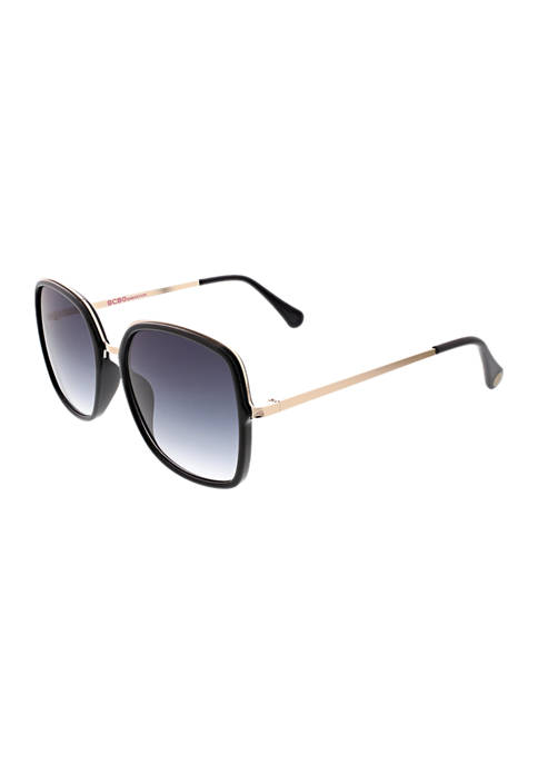 BCBG Inlay Square Sunglasses with Metal Temple