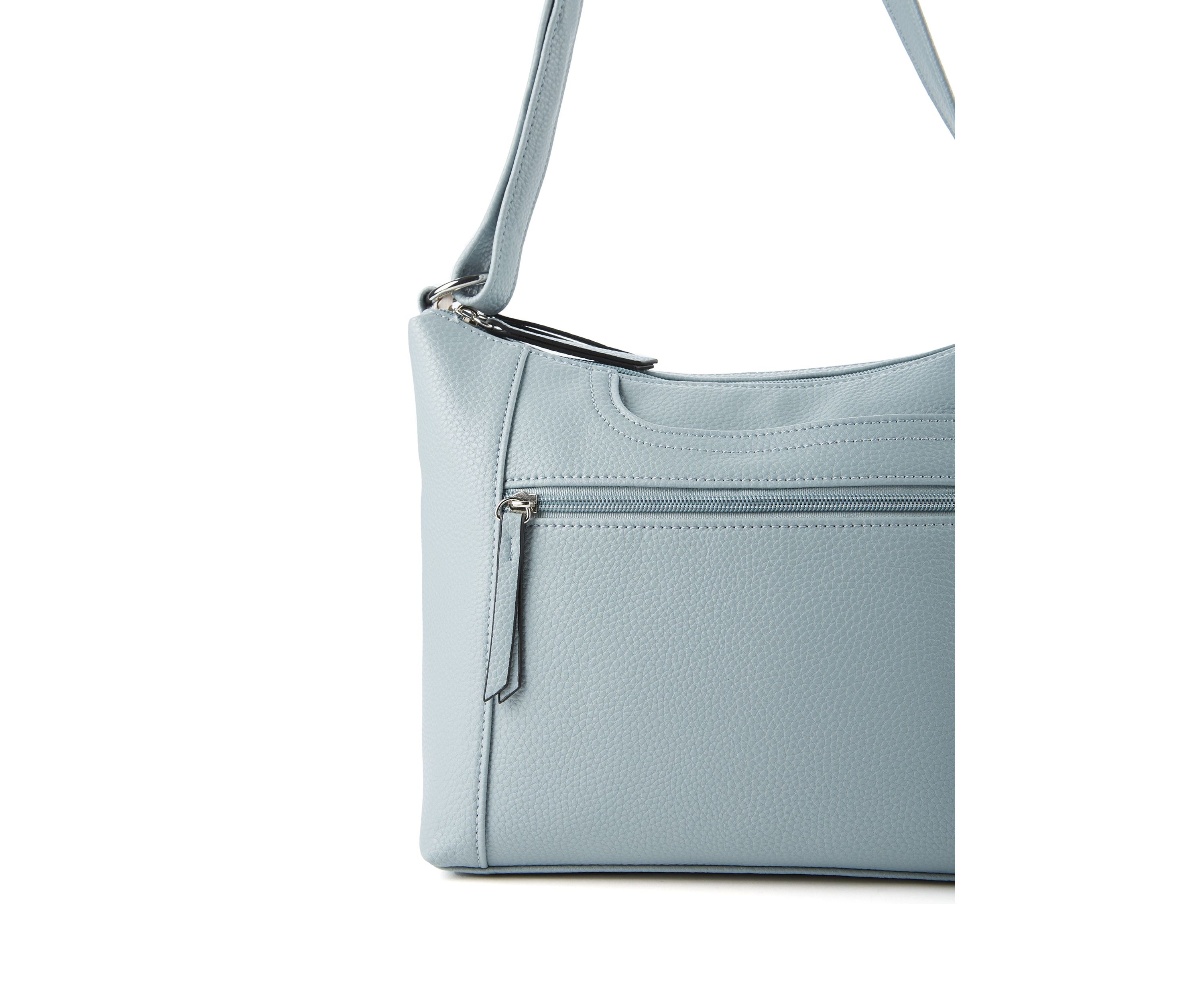 Pebble Shoulder Bag with Front Zip Pocket