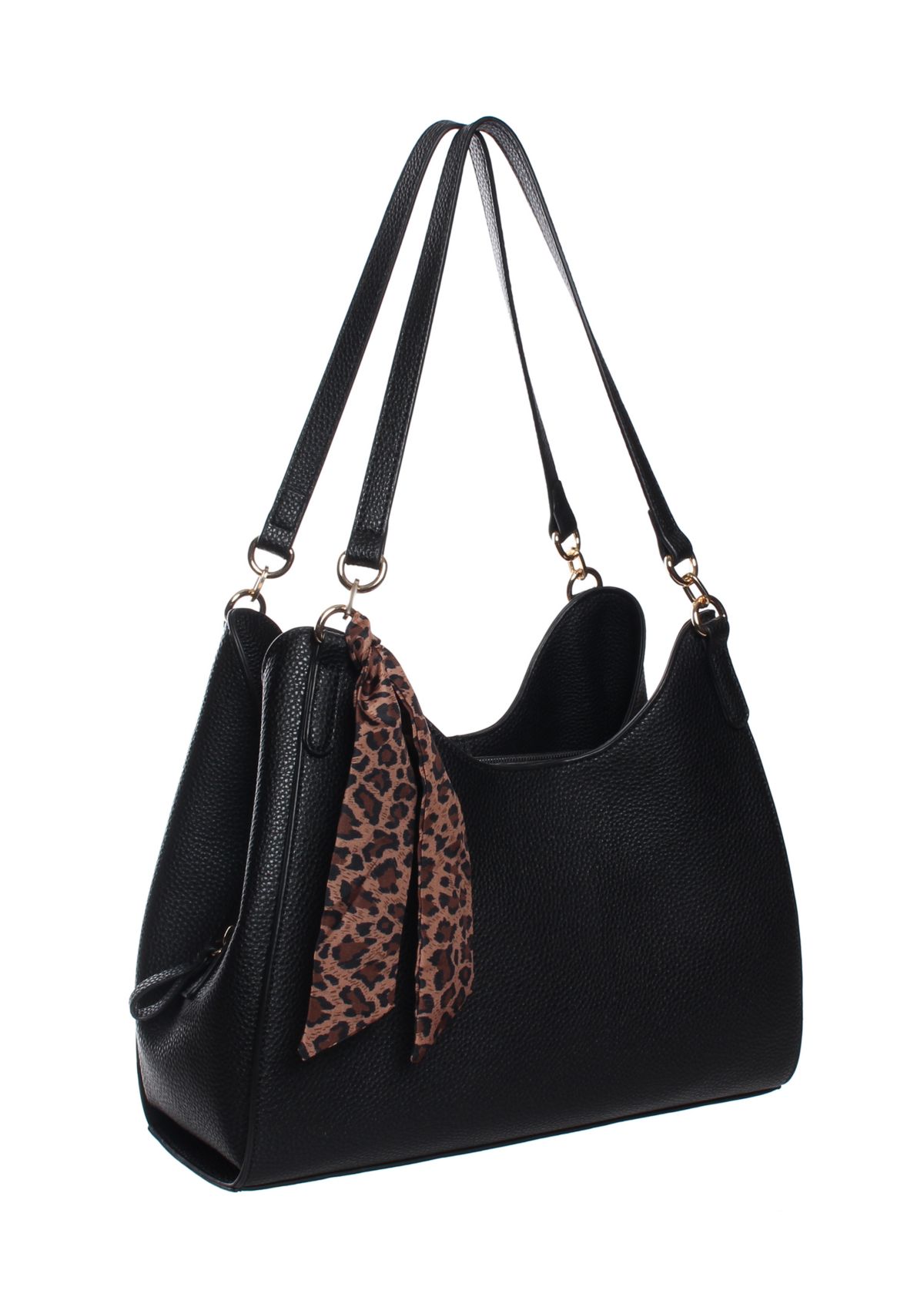 Pebbled Shoulder Bag with Tie