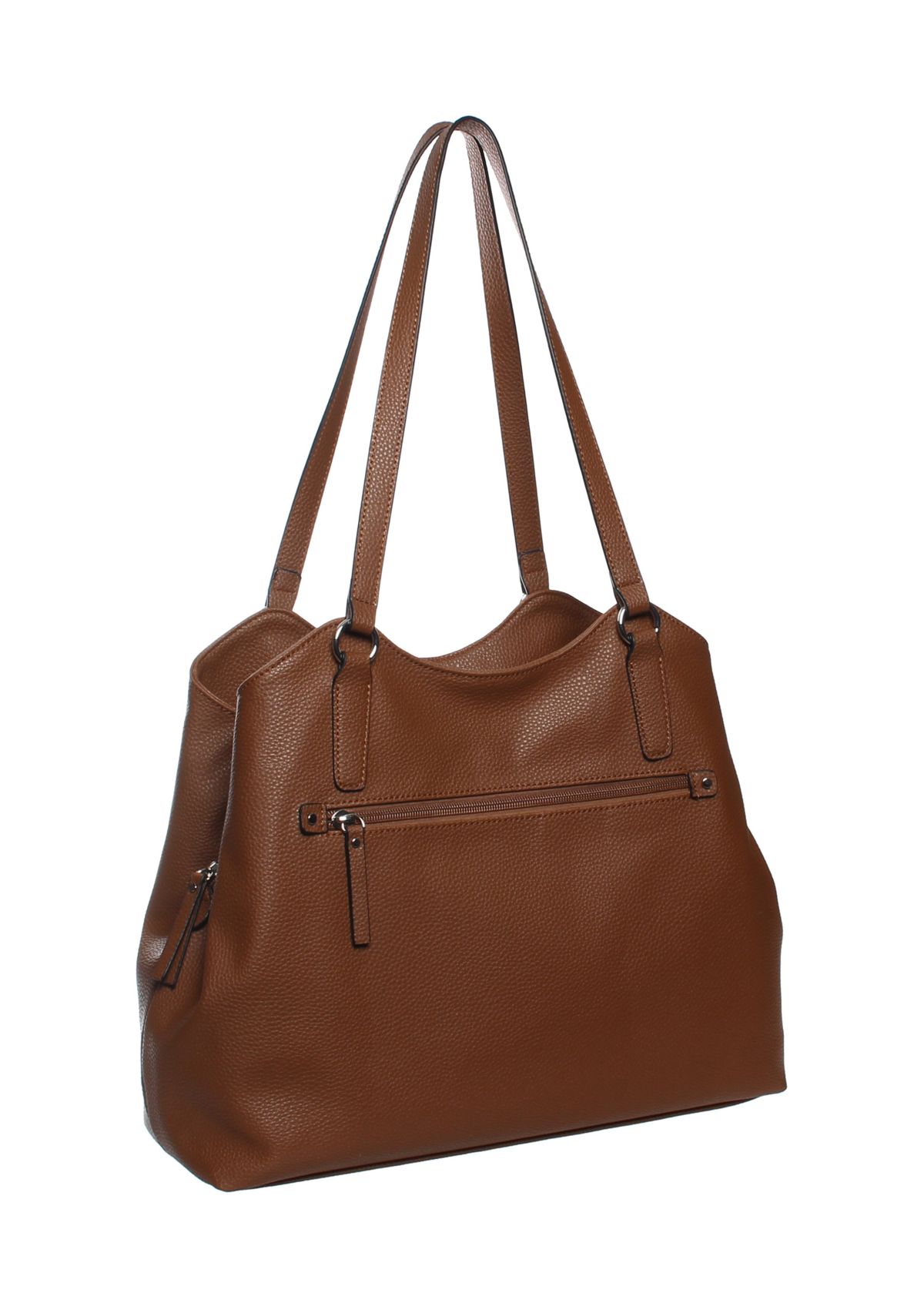 Pebbled Triple Compartment Shoulder Bag