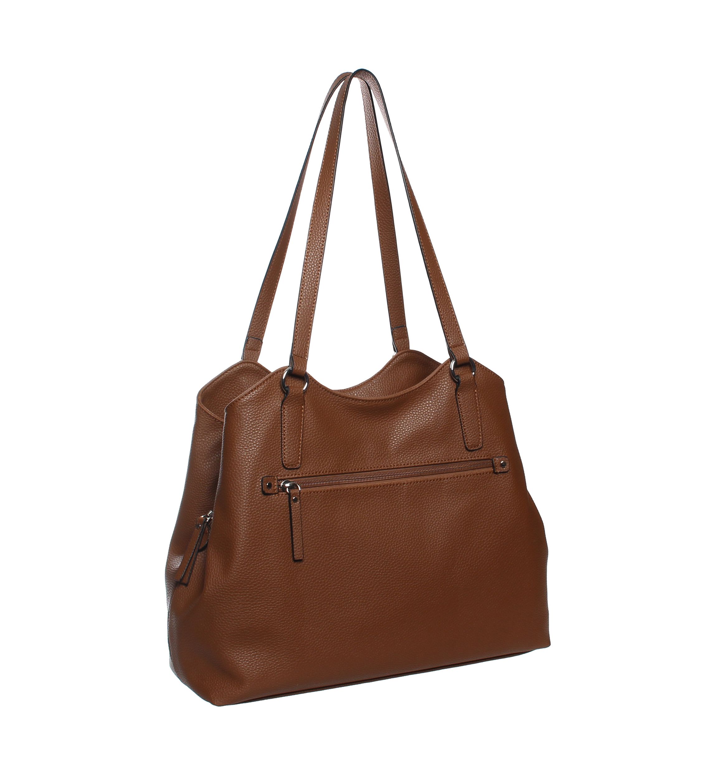 Pebbled Triple Compartment Shoulder Bag