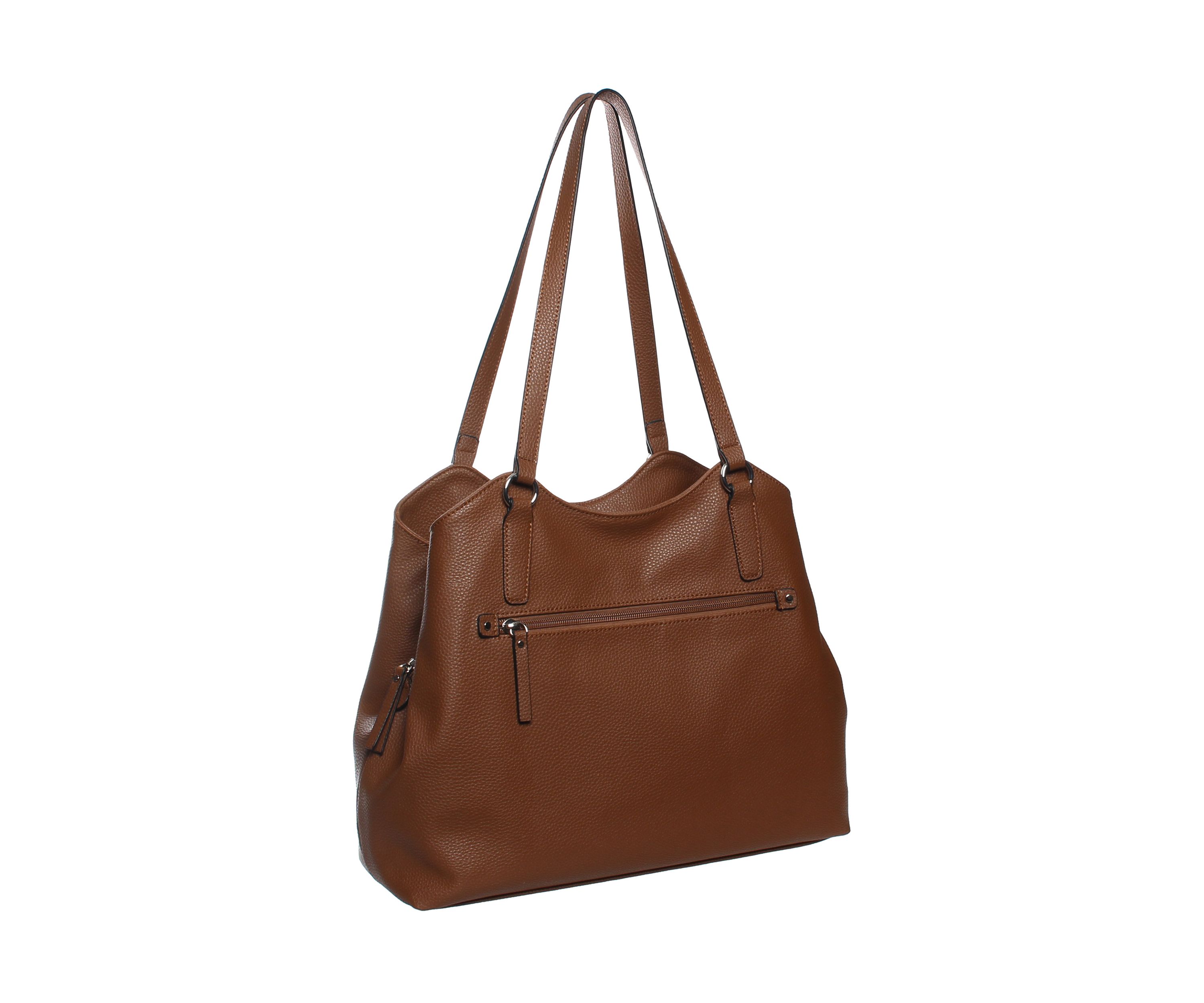Pebbled Triple Compartment Shoulder Bag