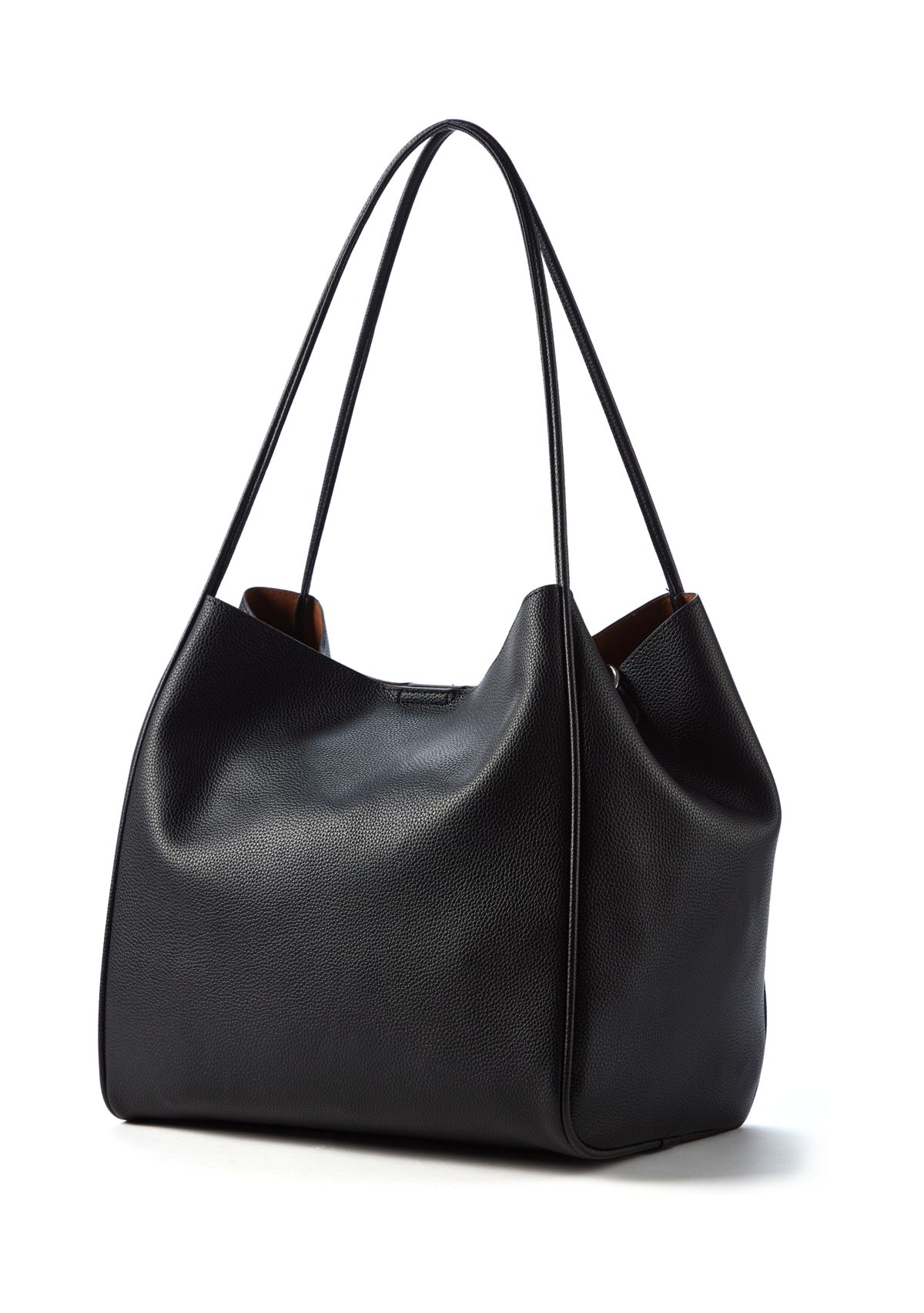2-in-1 Pebbled Faux Leather Tote with Crossbody Strap