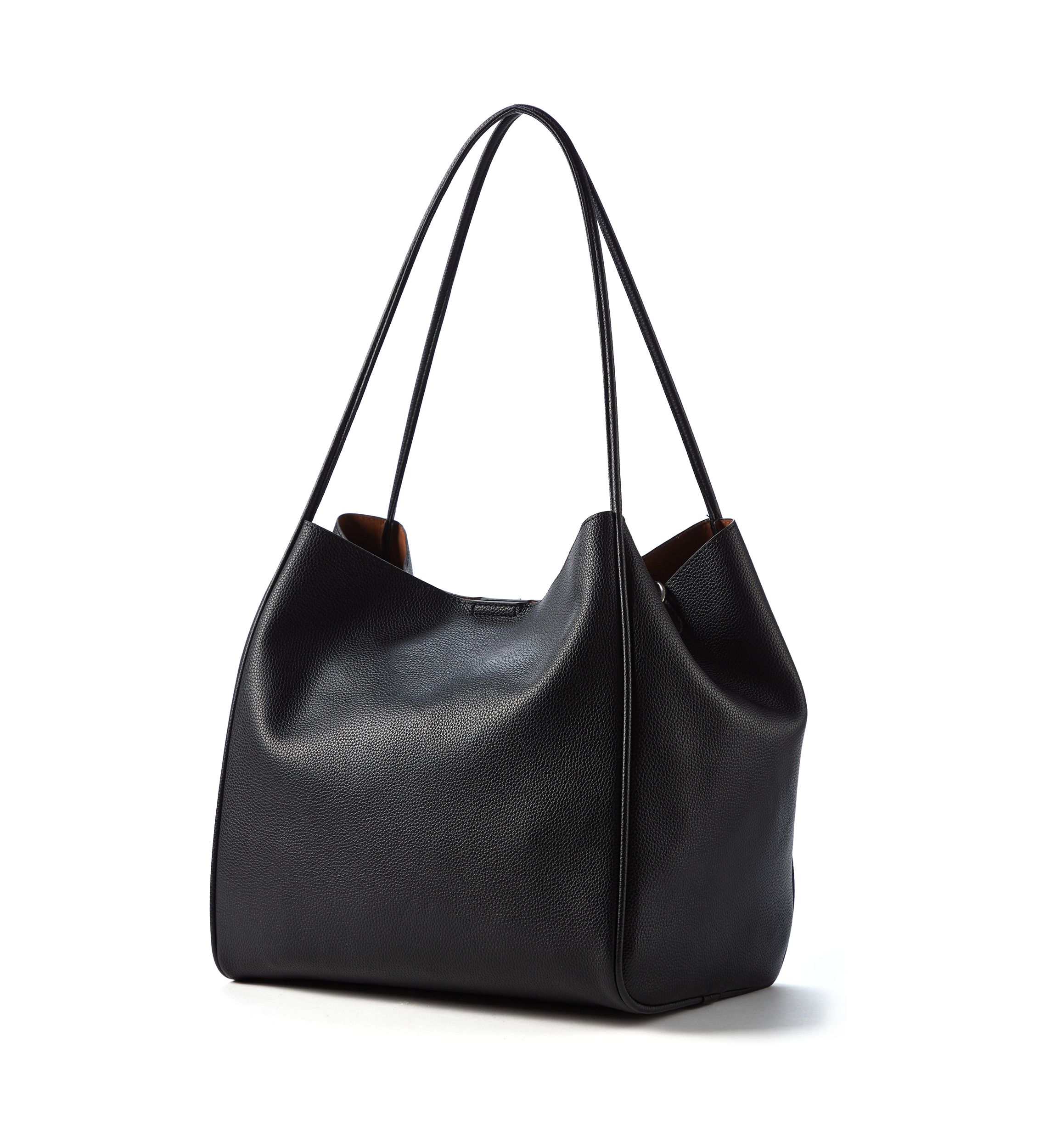 2-in-1 Pebbled Faux Leather Tote with Crossbody Strap