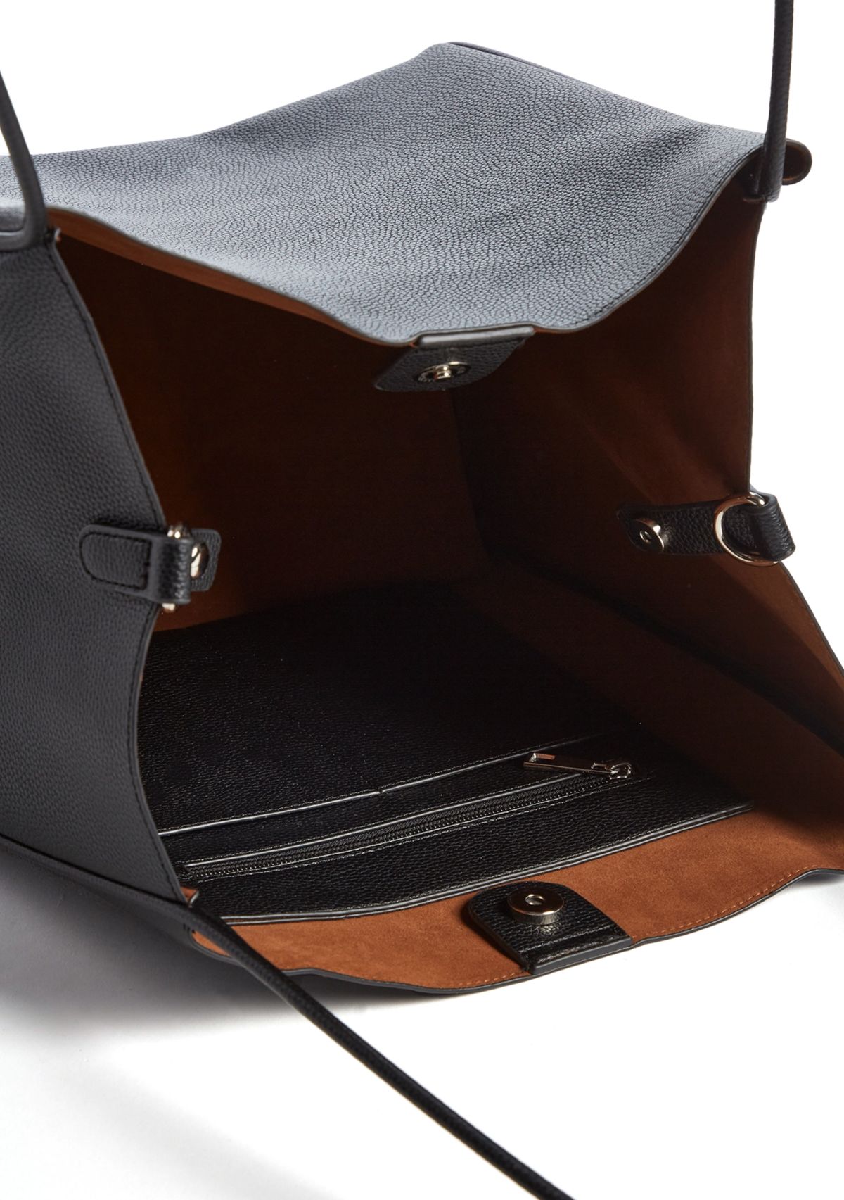 2-in-1 Pebbled Faux Leather Tote with Crossbody Strap