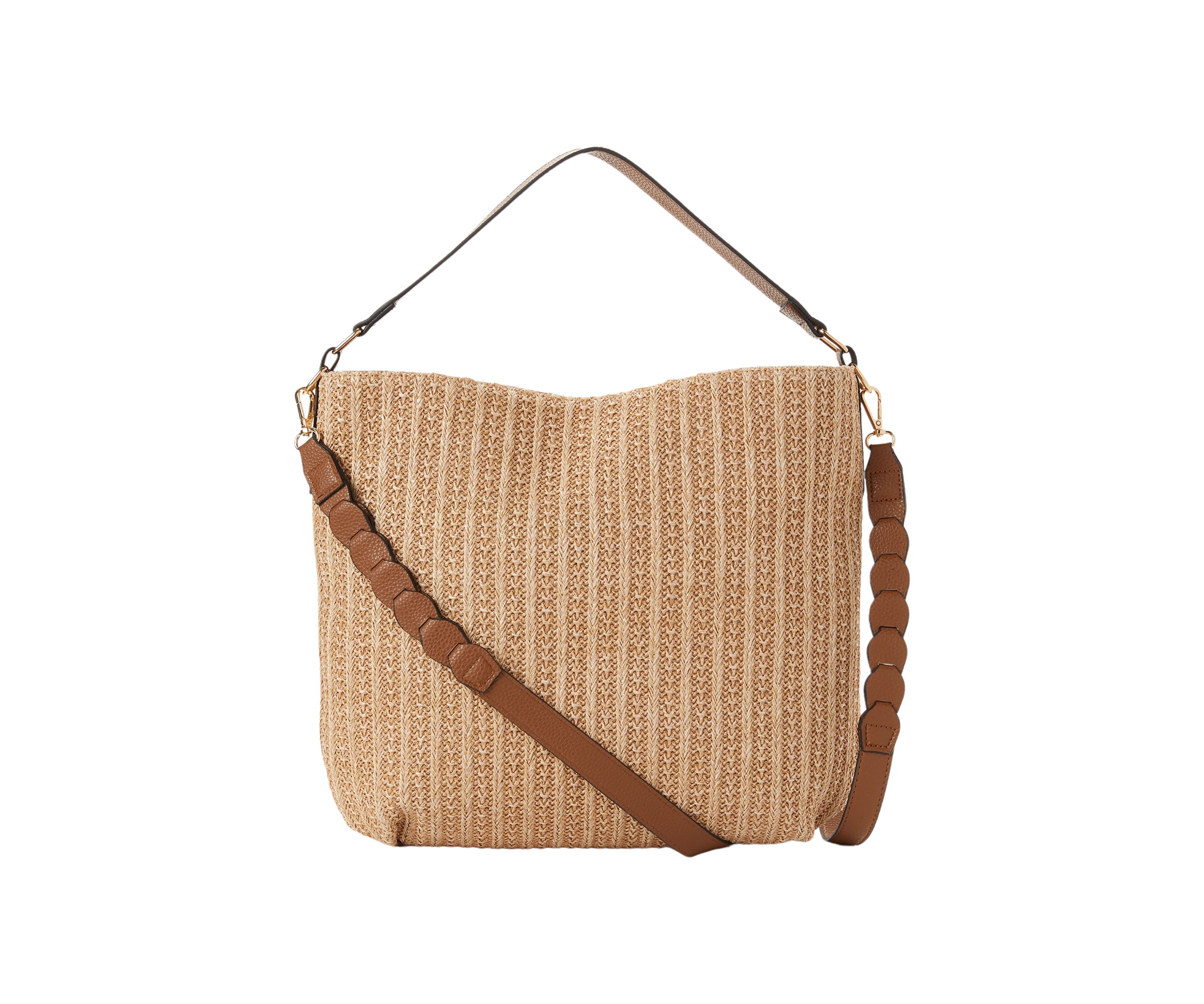 Braided Strap Straw Hobo Bag