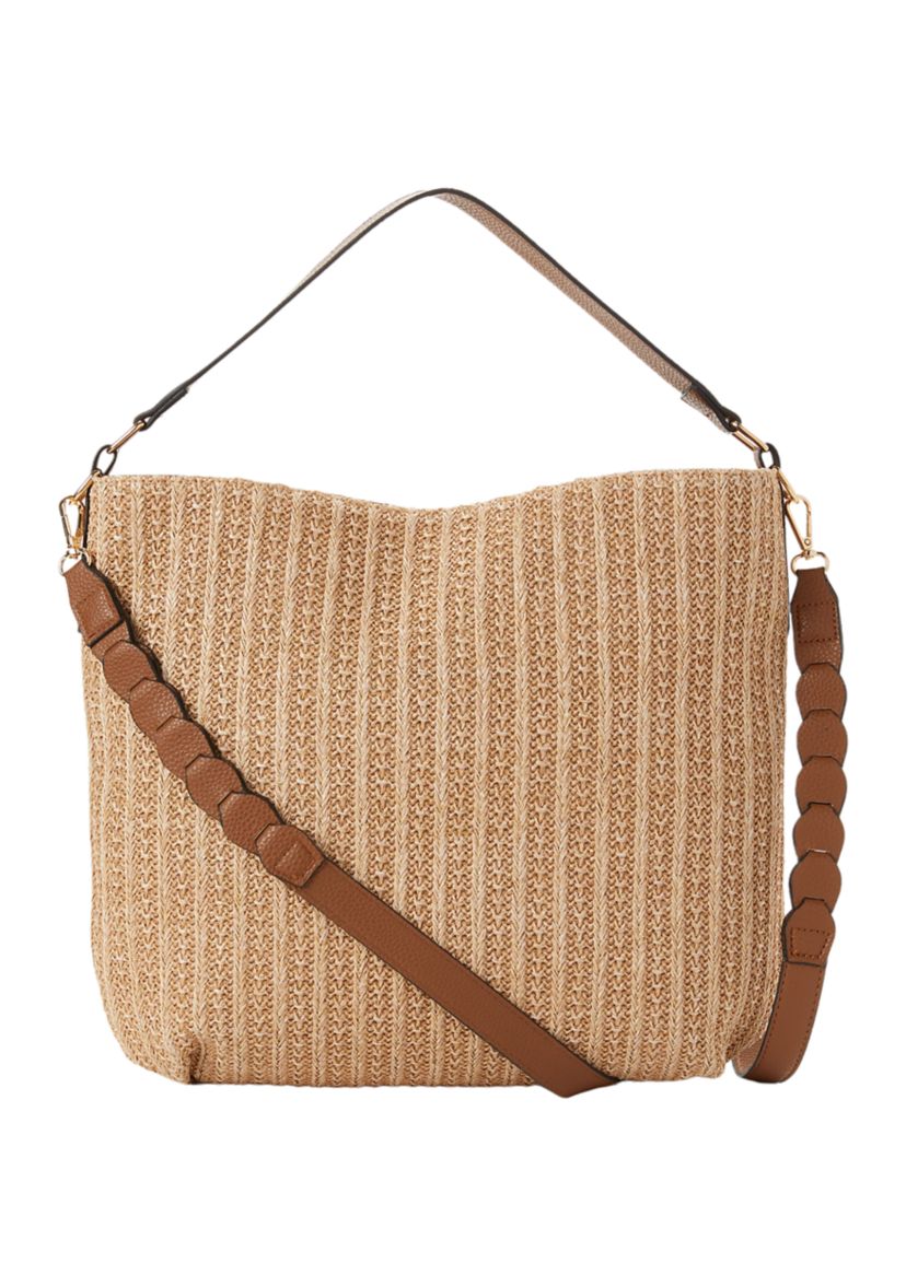 Braided Strap Straw Hobo Bag