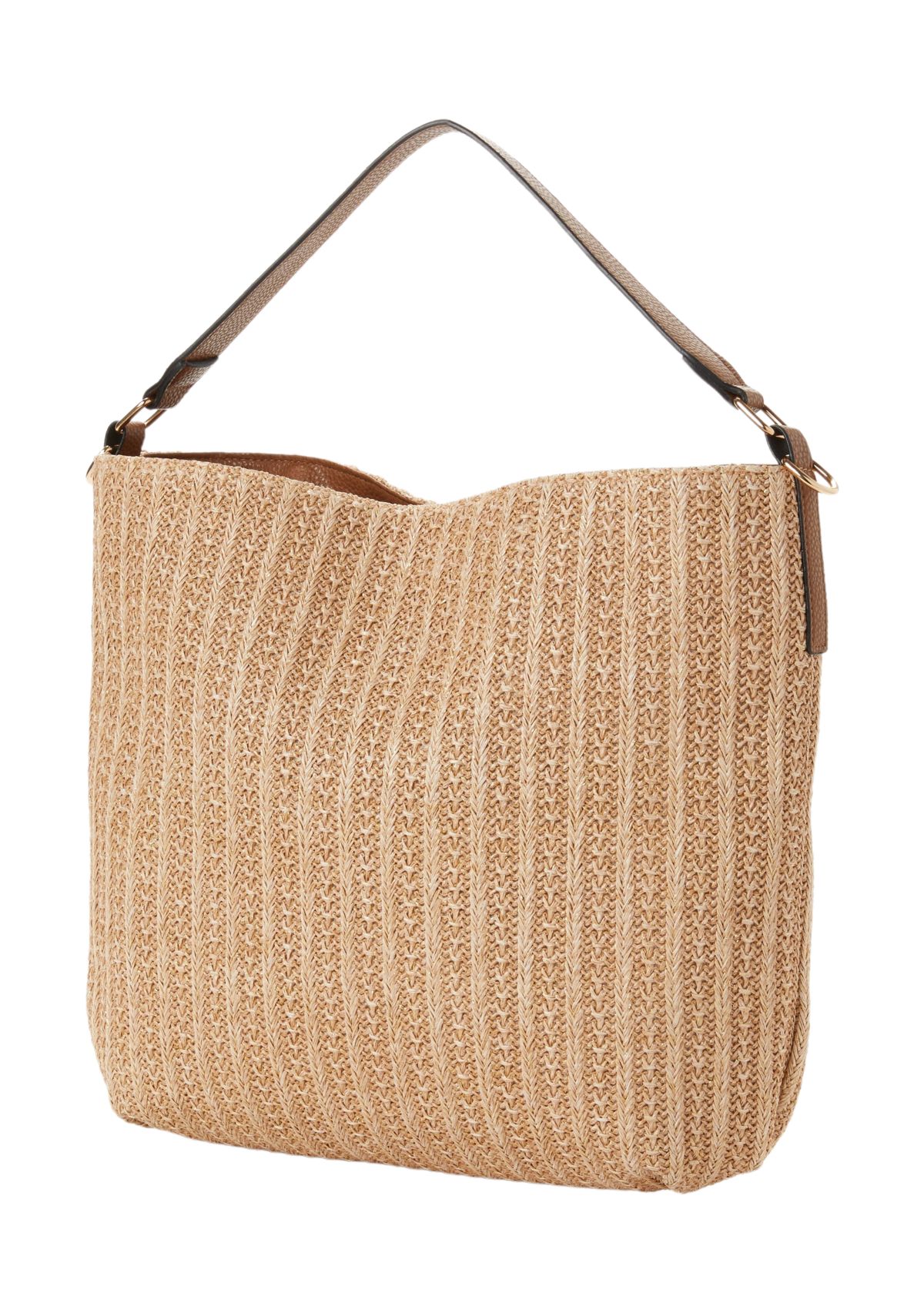 Braided Strap Straw Hobo Bag