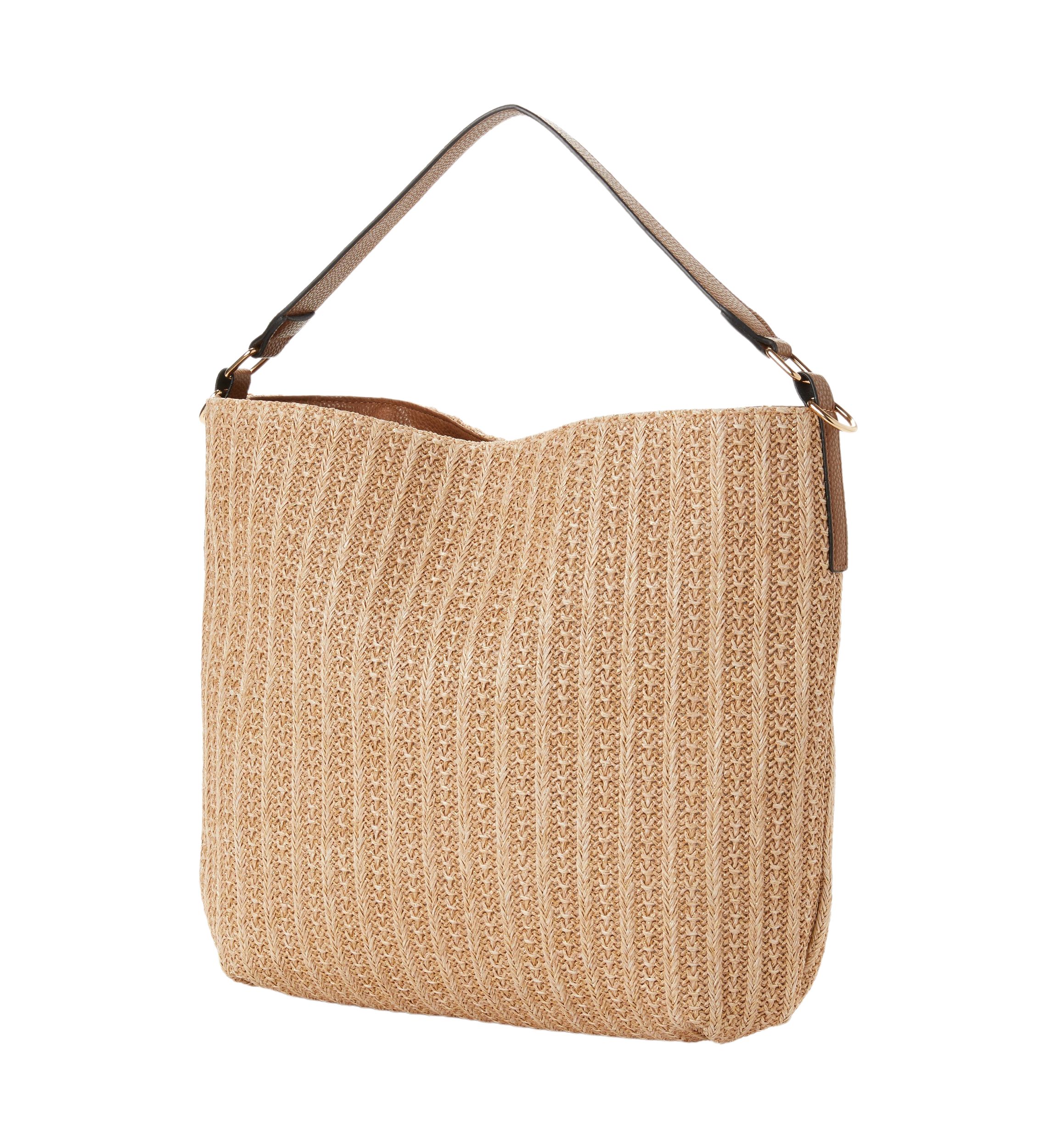 Braided Strap Straw Hobo Bag