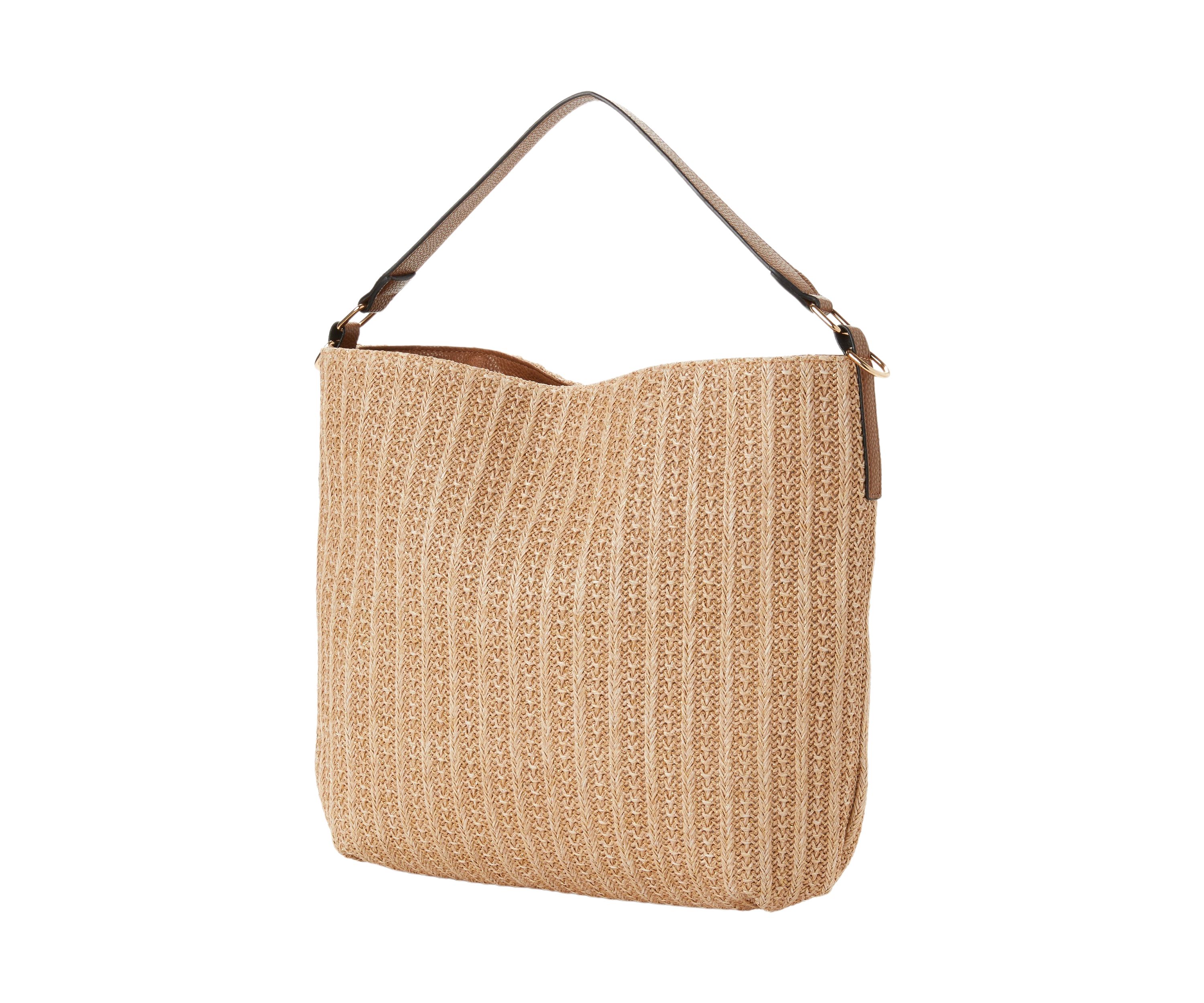 Braided Strap Straw Hobo Bag