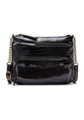 Crocodile Crossbody Bag with Chain Details