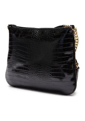 Crocodile Crossbody Bag with Chain Details