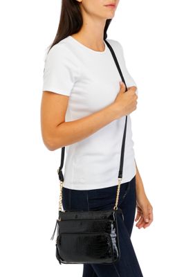 Crocodile Crossbody Bag with Chain Details