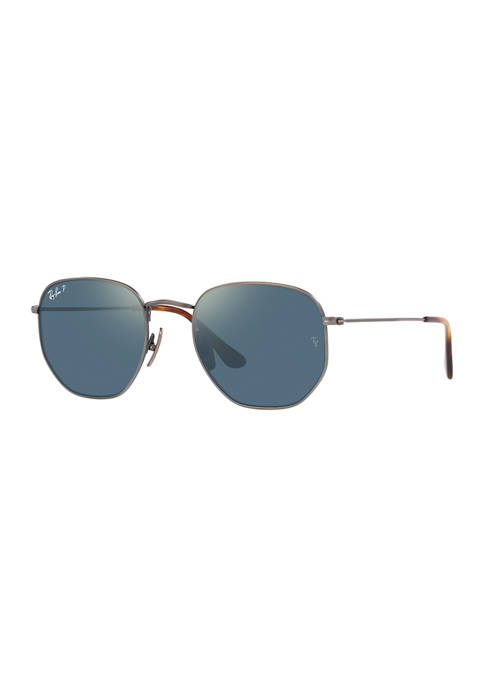 Ray-Ban® RB8148 Hexagonal Titanium Polarized Sunglasses